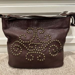 Two Bar West brown leather purse & cowhide strap